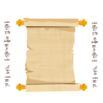 埃及象形文字 金色纸卷轴插图