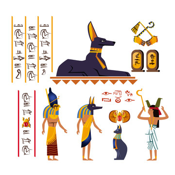 古埃及人物动物插图