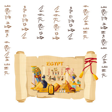 埃及经典图腾卷轴插图