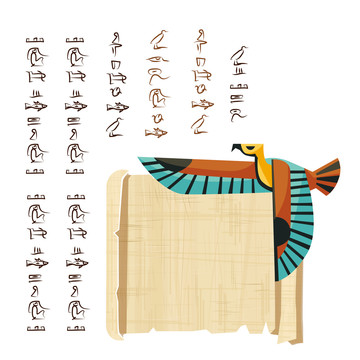 埃及象形文字 鹰鸟卷轴插图
