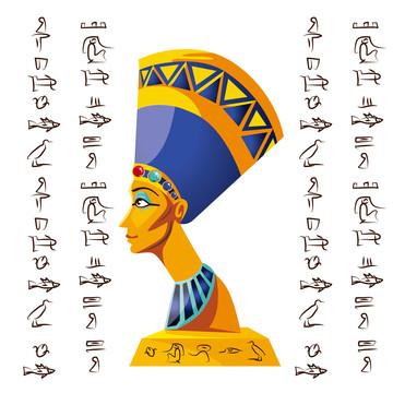 埃及法老王石雕插图