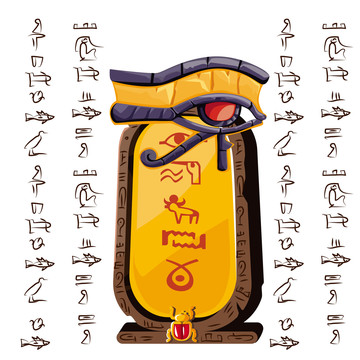 埃及眼睛图腾 文字石雕插图
