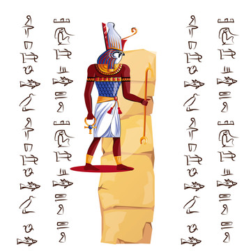 埃及神兽石柱 象形文字插图