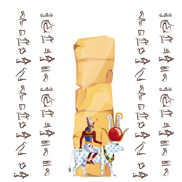 埃及神兽石柱插图