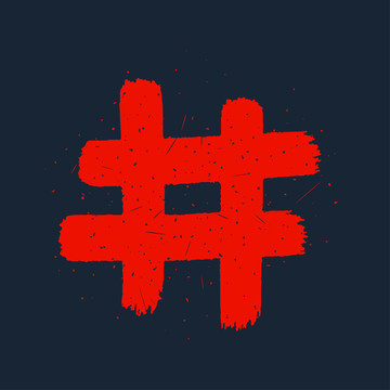 紅色Hashtag標簽插圖