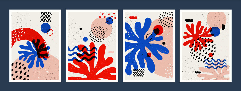 红蓝色海草抽象插图
