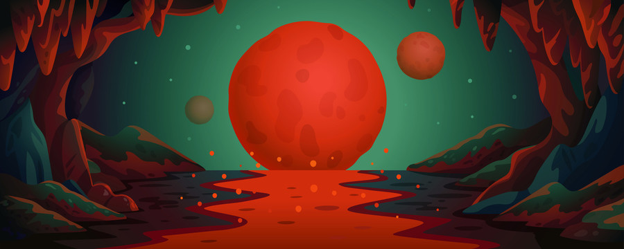 红色月球洞穴插图