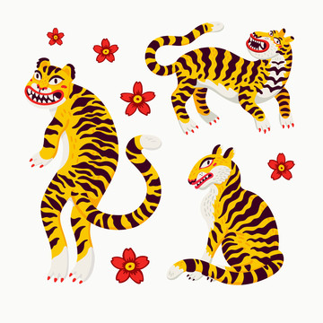 可愛黃虎插圖