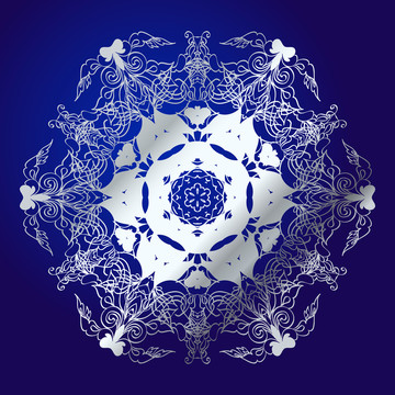 銀色曼陀羅花紋插圖