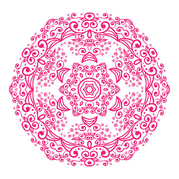 紅色線描曼陀羅插圖