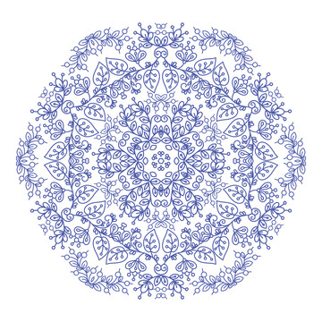 精致線描曼陀羅插圖
