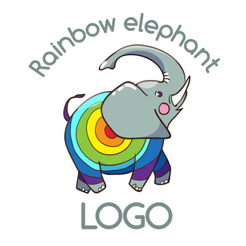 可爱彩虹大象logo插图