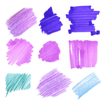 紫色水彩笔触元素
