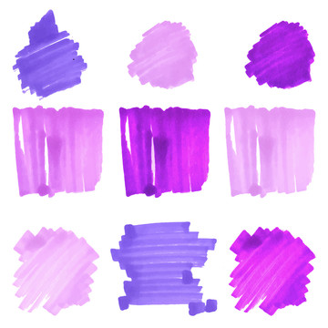 紫色彩色笔触元素