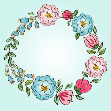 清新手繪花環(huán)插圖