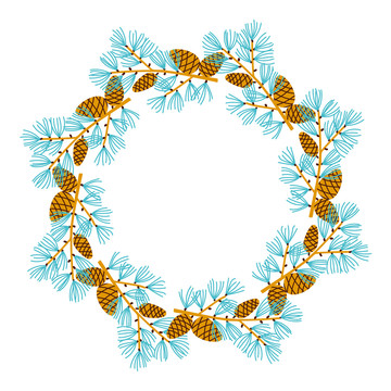 圣誕松果花環(huán)插圖