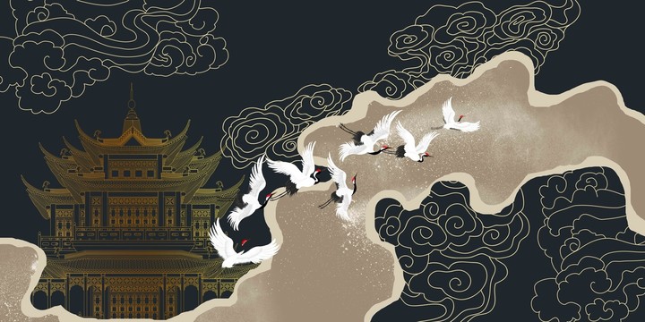 輕奢線條壁畫背景墻