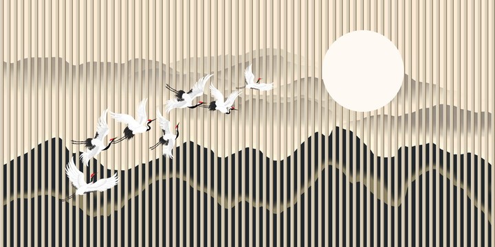 木格柵電視山水背景墻