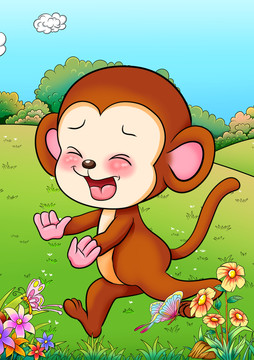 卡通猴子插画