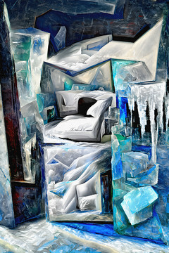 冰做的卧室抽象装饰画