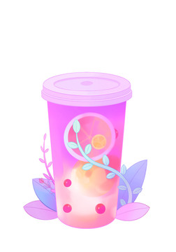 奶茶免扣插畫