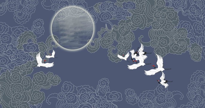 祥云仙鶴刺繡