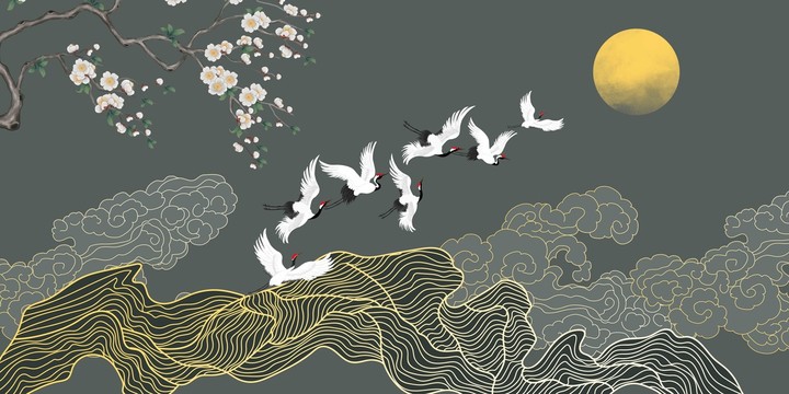輕奢線條祥云背景墻
