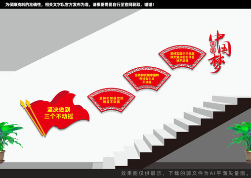 堅決做到三個不動搖樓梯文化墻