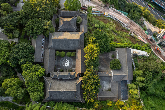 重庆渝中区古建筑关岳庙航拍