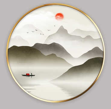 簡約山水意境裝飾畫