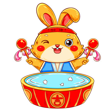 兔年新年打鼓的兔子元素