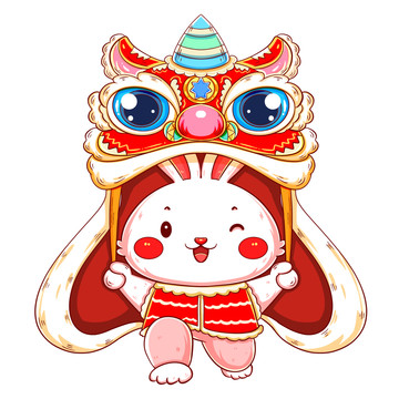 兔年新年舞獅的兔子元素