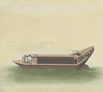 古代船舶图水粉画