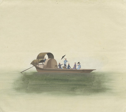手绘古代运输船插画