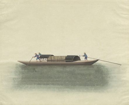 古代渔船插画
