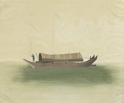 古代渔船水粉画