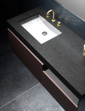 黑色奢华浴室柜组合岩板