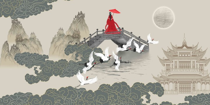 古典祥云山水畫