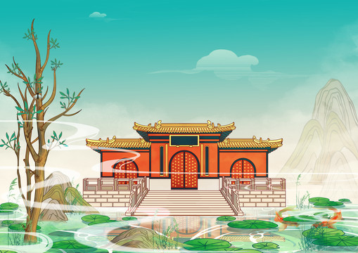石家莊地標(biāo)古建筑柏林禪寺橫版