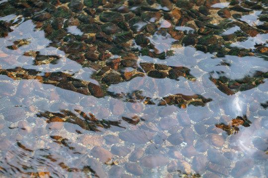 清澈河流溪水鹅卵石