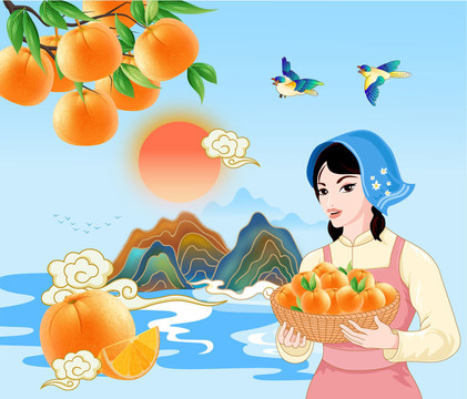 橙子包裝矢量插畫