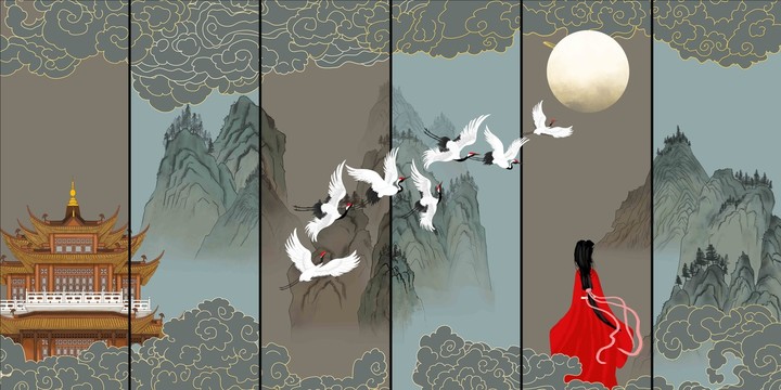 古風(fēng)閣樓山水