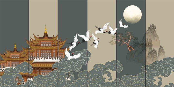 輕奢閣樓祥云山水