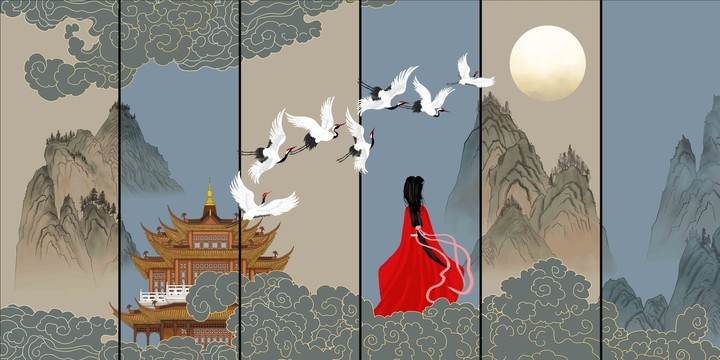 輕奢閣樓祥云山水
