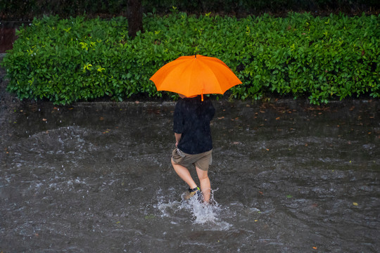 雨中行走的人