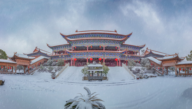 合肥开福寺藏经楼雪景