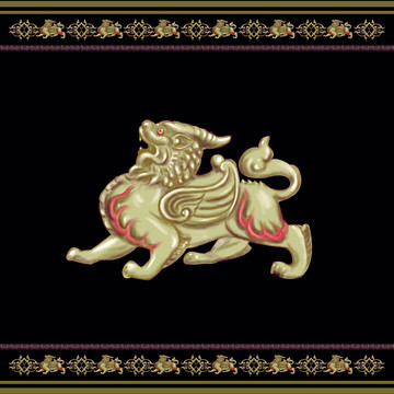 金色貔貅邊框元素設(shè)計(jì)
