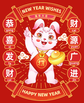 兔年海報插畫背景2023