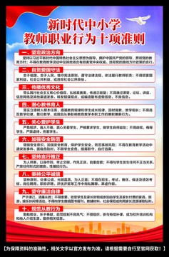 中小學(xué)教師職業(yè)行為十項(xiàng)準(zhǔn)則