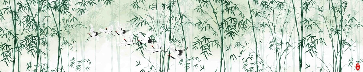 巨幅水墨竹林背景墻